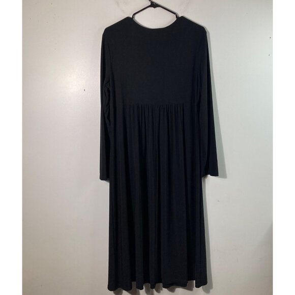 Womens Coldwater Creek Wrap Top Midi Dress Long Sleeve Black 16 - Picture 2 of 11